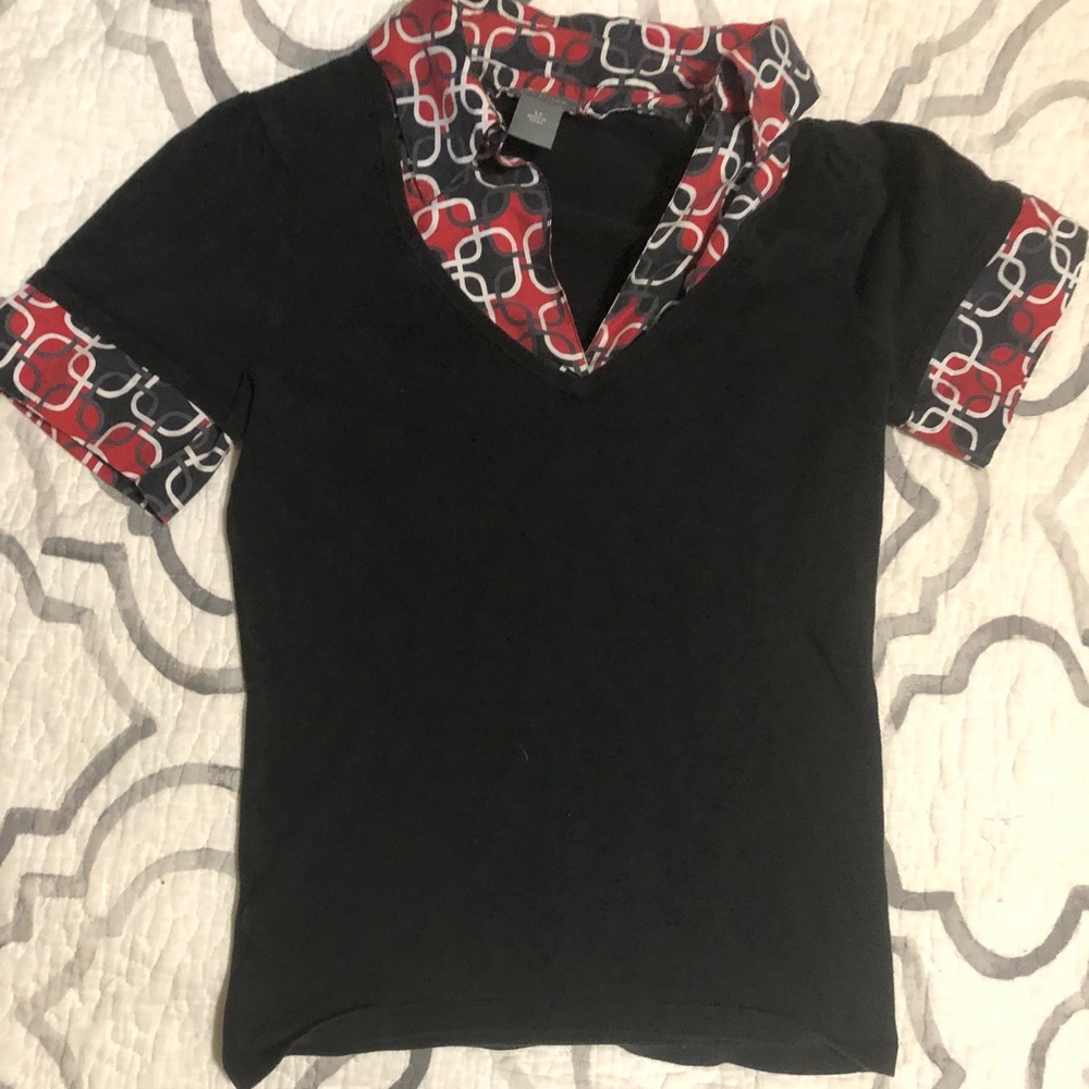 Ann Taylor black sweater blouse with collar shirt